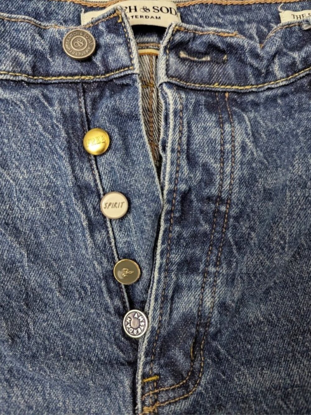 Scotch & Soda The Sky High Rise Straight Leg Jeans Size 14/32 Button Fly